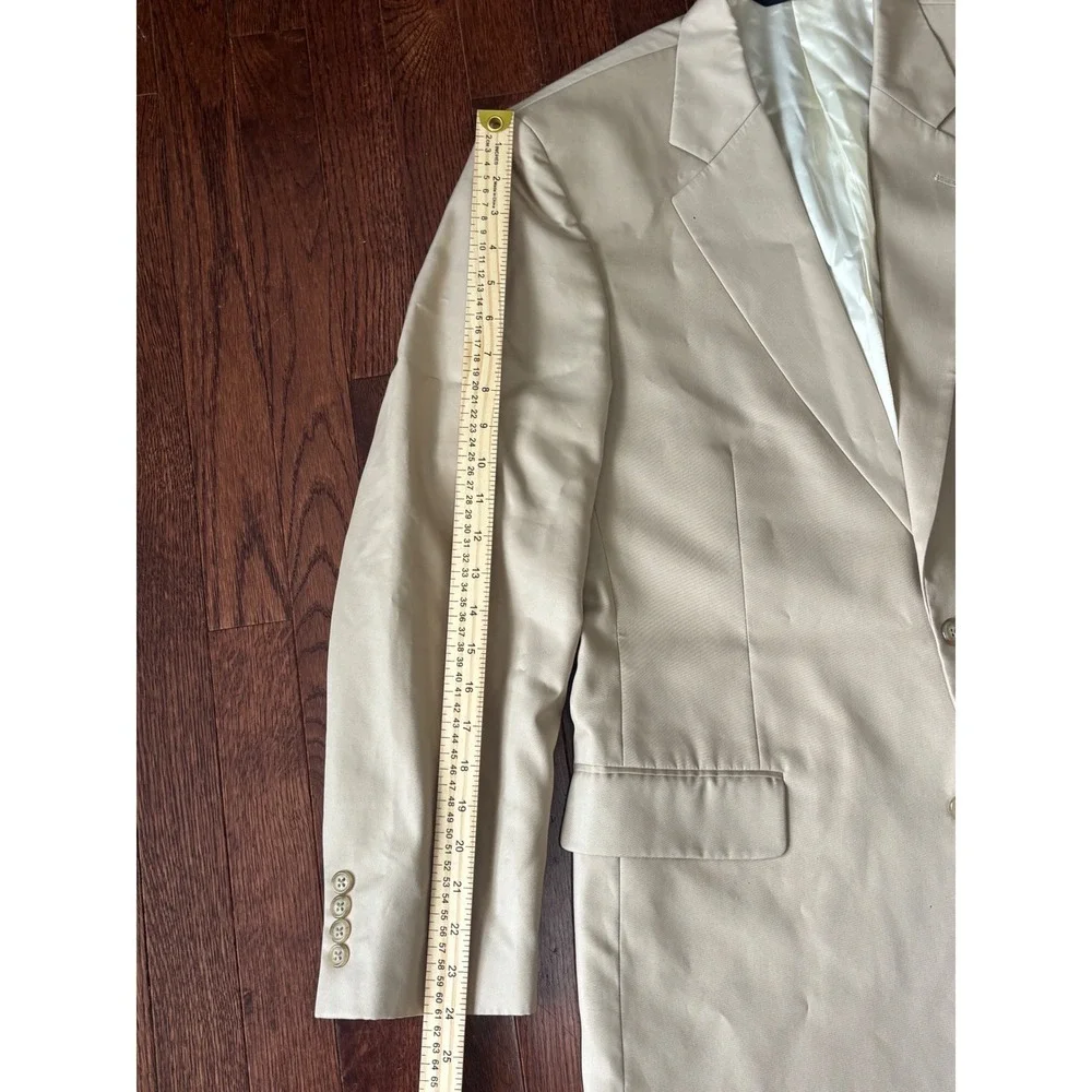 Brooks Brothers Mens 2 Piece Cotton Suit Tan Khaki 40R 34W